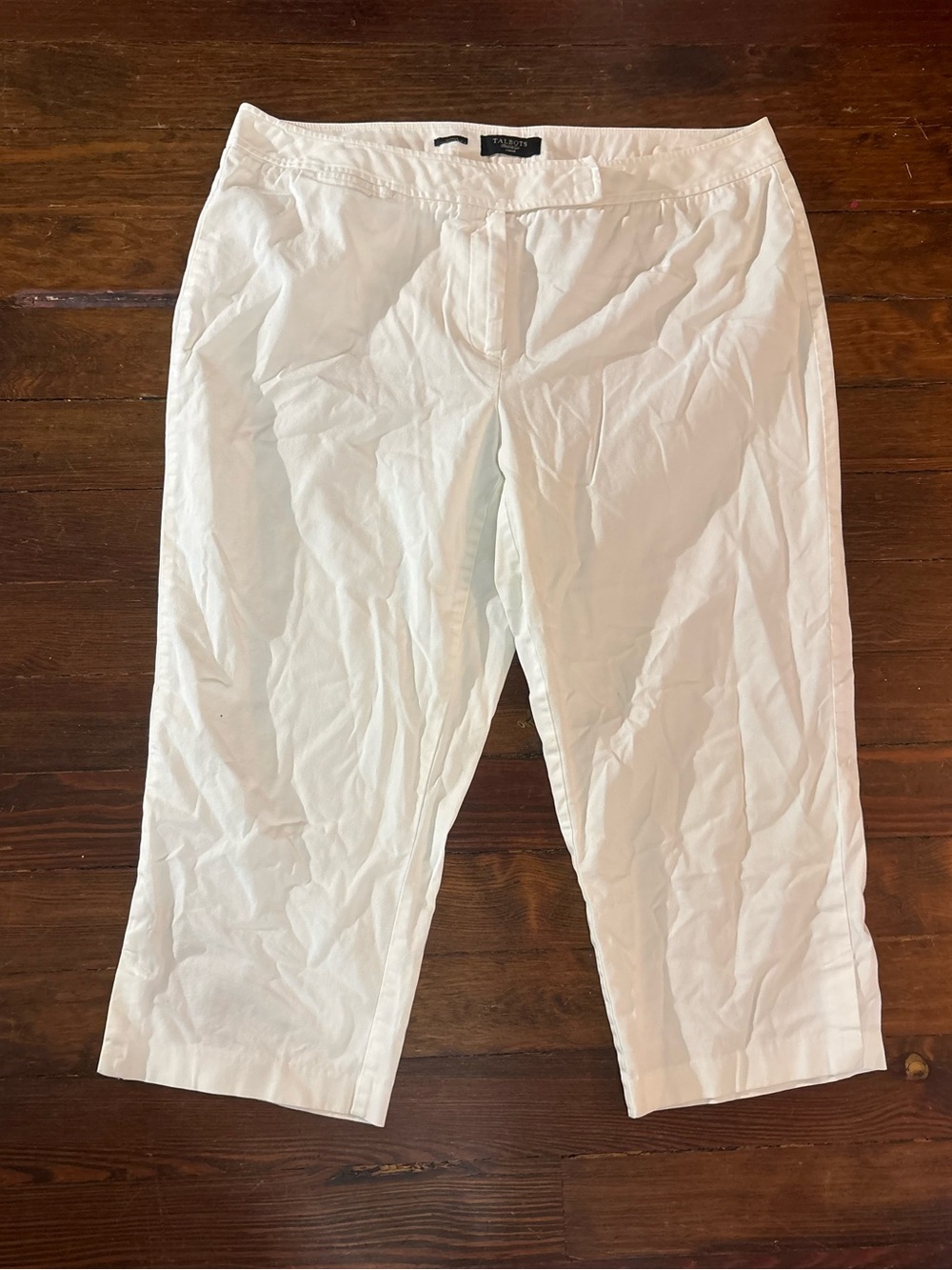 Talbots white classic lightweight straight pants trousers size 16W